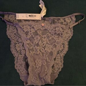 Victoria's Secret Lace panties in Lavender and Forest green. 2 pairs large.